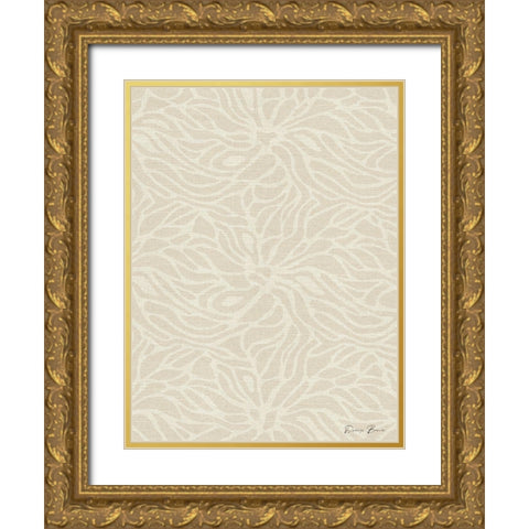Beige Fabric Pattern Gold Ornate Wood Framed Art Print with Double Matting by Brown, Denise
