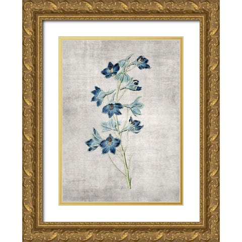 Blue Botanical 3 Gold Ornate Wood Framed Art Print with Double Matting by Brown, Denise