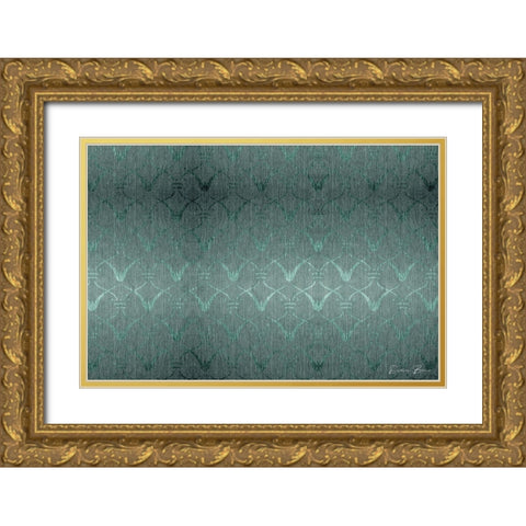 Blue Fabric Linear Burn Gold Ornate Wood Framed Art Print with Double Matting by Brown, Denise