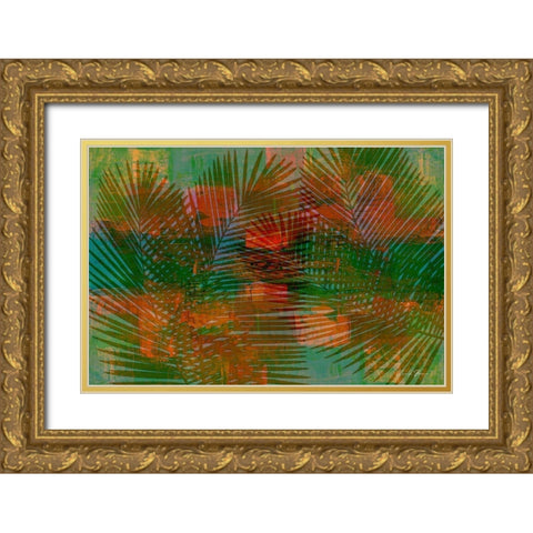 Modern Palm Large Gold Ornate Wood Framed Art Print with Double Matting by Brown, Denise