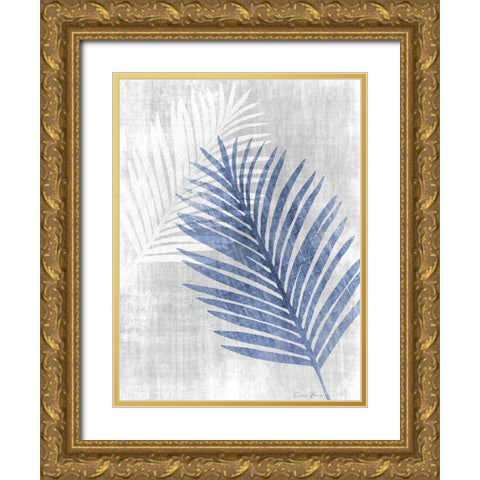 Navy Palm Silhouette 1 Gold Ornate Wood Framed Art Print with Double Matting by Brown, Denise