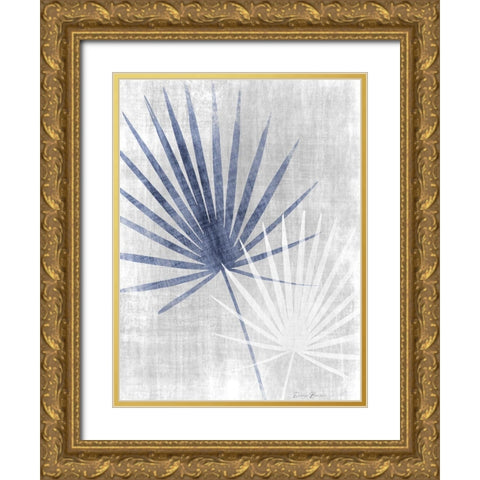 Navy Palm Silhouette 2 Gold Ornate Wood Framed Art Print with Double Matting by Brown, Denise