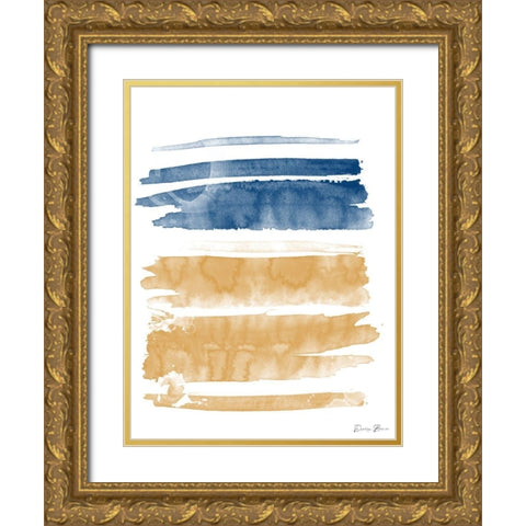 Blue and Orange Watercolor 2 Gold Ornate Wood Framed Art Print with Double Matting by Brown, Denise