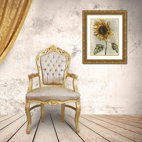 Sunflower 1 Gold Ornate Wood Framed Art Print with Double Matting by Brown, Denise
