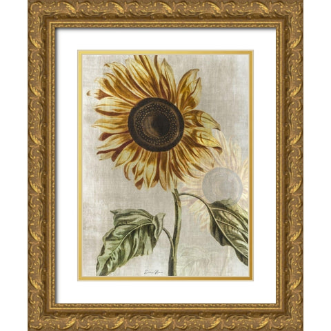 Sunflower 1 Gold Ornate Wood Framed Art Print with Double Matting by Brown, Denise