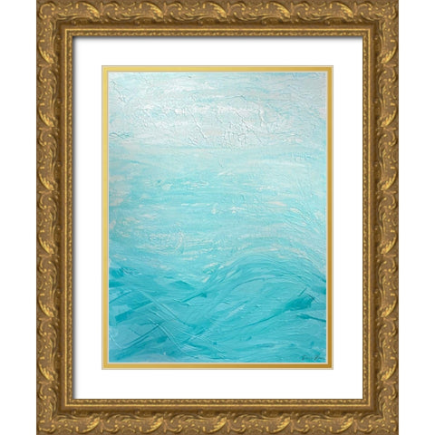 Cyan Waters 1 Gold Ornate Wood Framed Art Print with Double Matting by Brown, Denise