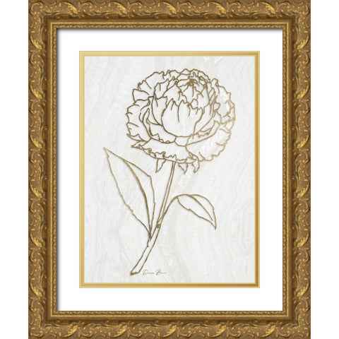 Golden Peony 1 Gold Ornate Wood Framed Art Print with Double Matting by Brown, Denise