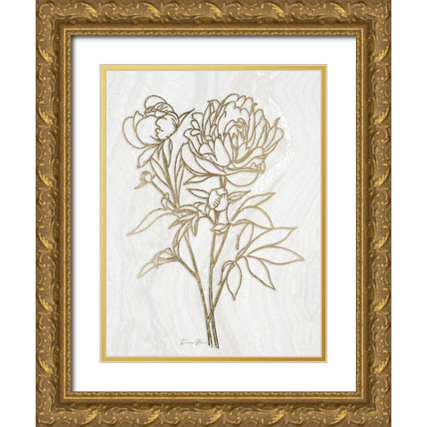 Golden Peony 2 Gold Ornate Wood Framed Art Print with Double Matting by Brown, Denise