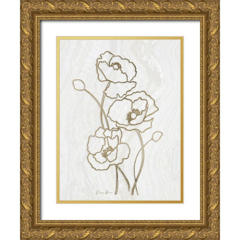 Golden Peony 3 Gold Ornate Wood Framed Art Print with Double Matting by Brown, Denise