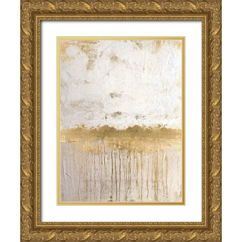 Metallic Spill 1 Gold Ornate Wood Framed Art Print with Double Matting by Brown, Denise