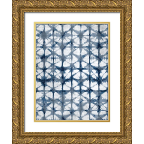 Shibori Distressed Gold Ornate Wood Framed Art Print with Double Matting by Brown, Denise