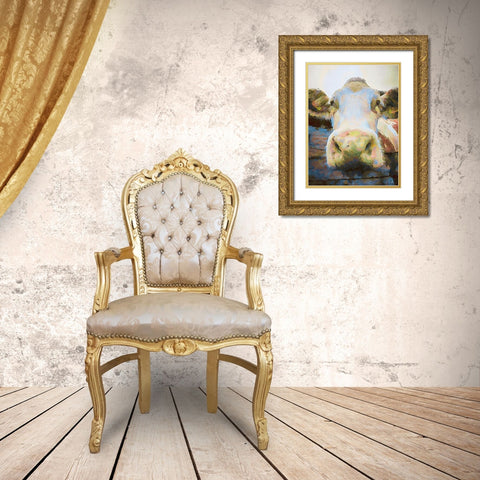 Hello Gold Ornate Wood Framed Art Print with Double Matting by Brown, Denise