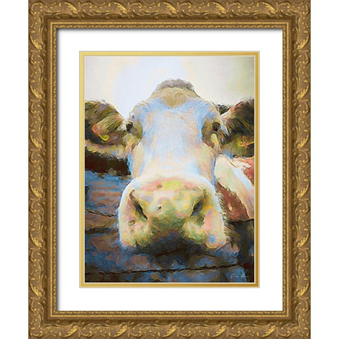 Hello Gold Ornate Wood Framed Art Print with Double Matting by Brown, Denise