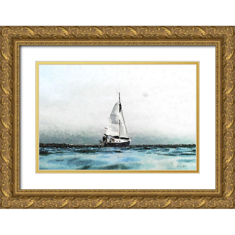 Into The Wind Gold Ornate Wood Framed Art Print with Double Matting by Brown, Denise