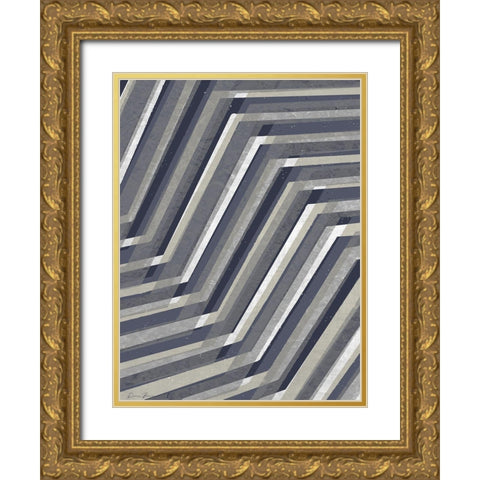 Geometric Line Gold Ornate Wood Framed Art Print with Double Matting by Brown, Denise
