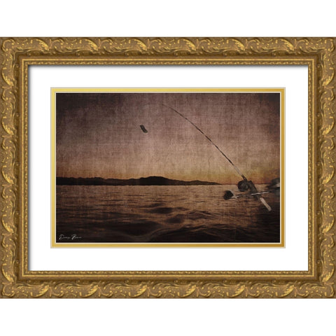 Catching at Sunset Gold Ornate Wood Framed Art Print with Double Matting by Brown, Denise