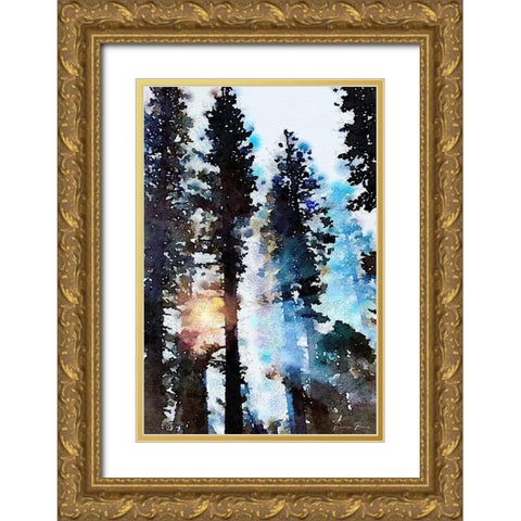 Light Through the Trees Gold Ornate Wood Framed Art Print with Double Matting by Brown, Denise