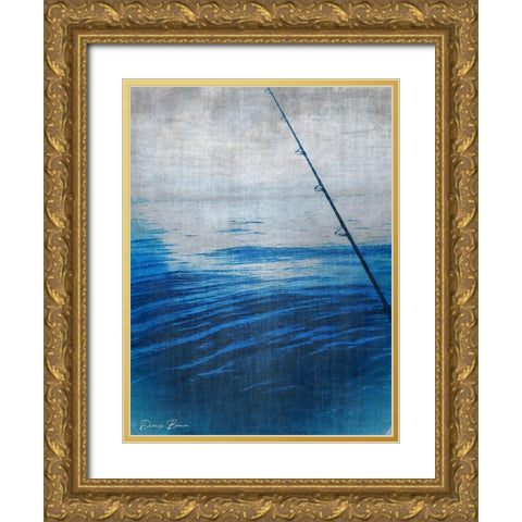 Wet a Line Gold Ornate Wood Framed Art Print with Double Matting by Brown, Denise
