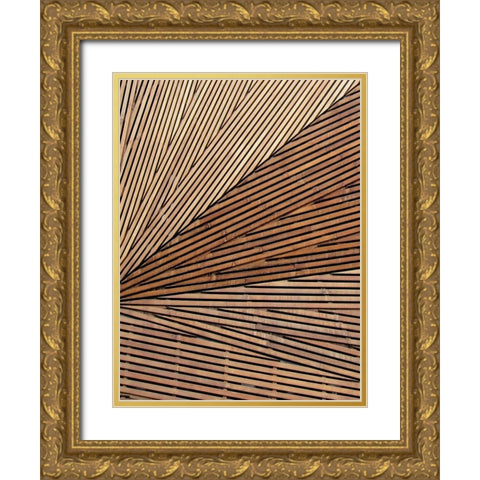 Geometric Wood Panel 1 Gold Ornate Wood Framed Art Print with Double Matting by Brown, Denise