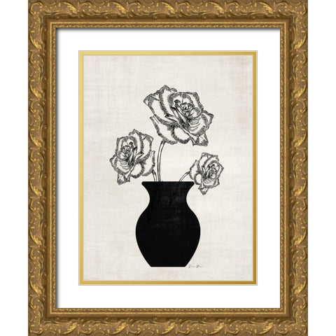 Dramatic Floral Gold Ornate Wood Framed Art Print with Double Matting by Brown, Denise