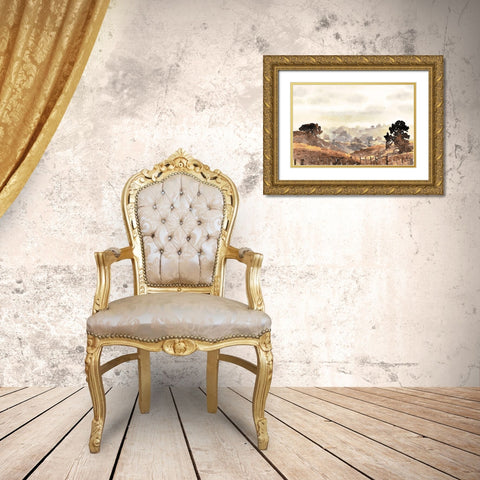 Front Porch View Gold Ornate Wood Framed Art Print with Double Matting by Brown, Denise