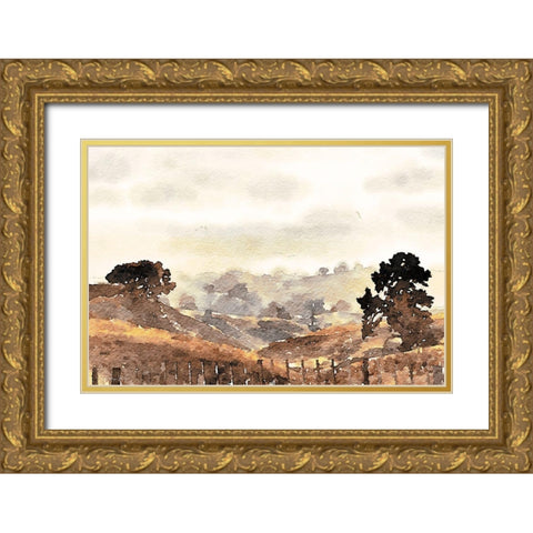 Front Porch View Gold Ornate Wood Framed Art Print with Double Matting by Brown, Denise