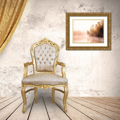 Lake By Sunset Gold Ornate Wood Framed Art Print with Double Matting by Brown, Denise