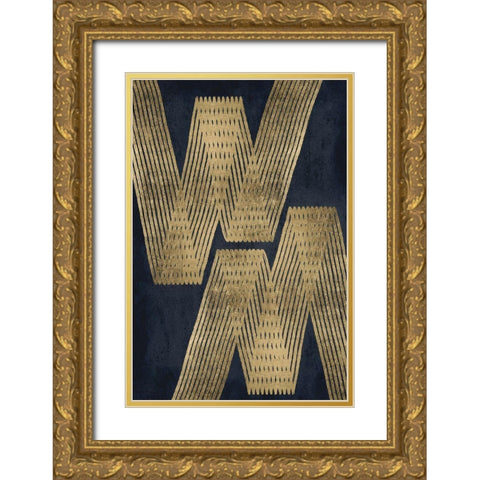 Golden Criss Cross 2 Gold Ornate Wood Framed Art Print with Double Matting by Brown, Denise