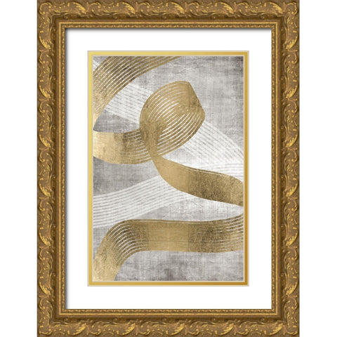 Golden Ribbon 2 Gold Ornate Wood Framed Art Print with Double Matting by Brown, Denise