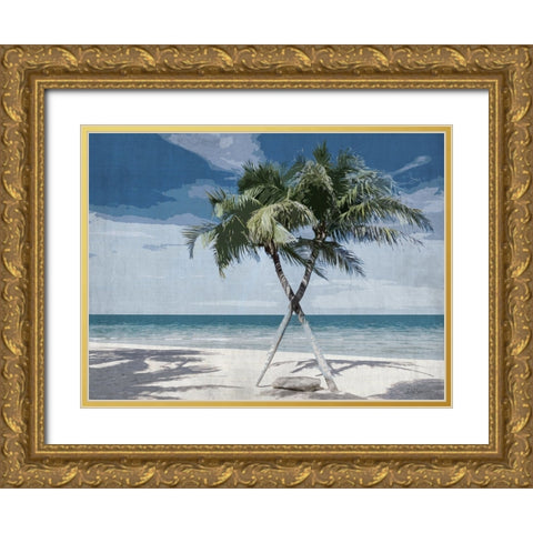 X Marks The Spot Gold Ornate Wood Framed Art Print with Double Matting by Brown, Denise