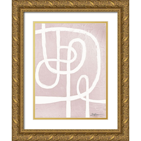 Blush Abstract Gold Ornate Wood Framed Art Print with Double Matting by Brown, Denise