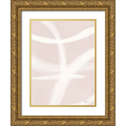 Blush Strokes 1 Gold Ornate Wood Framed Art Print with Double Matting by Brown, Denise