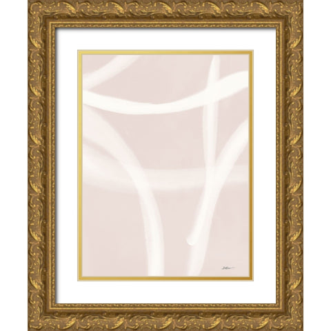 Blush Strokes 2 Gold Ornate Wood Framed Art Print with Double Matting by Brown, Denise
