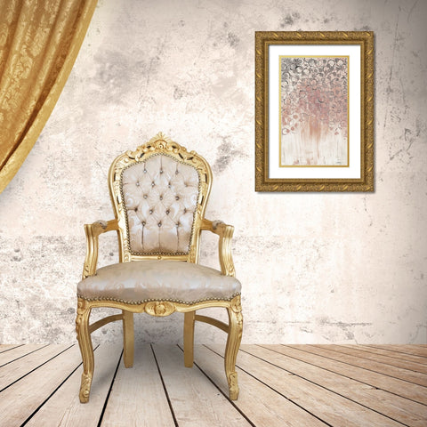 Blush Drops 1 Gold Ornate Wood Framed Art Print with Double Matting by Brown, Denise