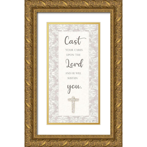 Cast Your Cares Gold Ornate Wood Framed Art Print with Double Matting by Brown, Denise