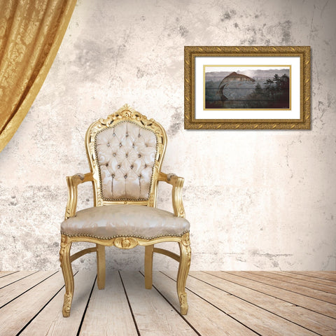 Jumping Trout Gold Ornate Wood Framed Art Print with Double Matting by Brown, Denise