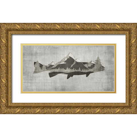 Mountain Trout Gold Ornate Wood Framed Art Print with Double Matting by Brown, Denise