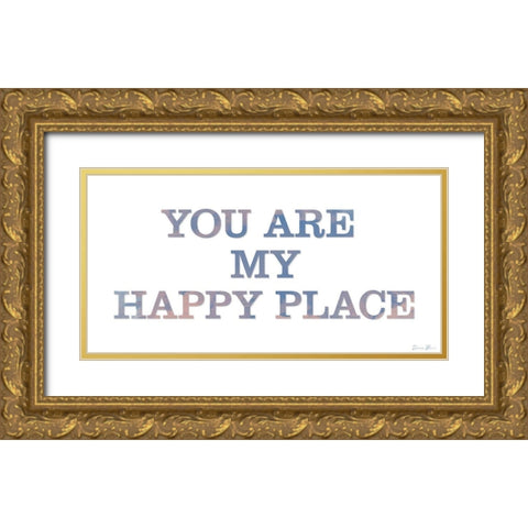 Happy Place Gold Ornate Wood Framed Art Print with Double Matting by Brown, Denise
