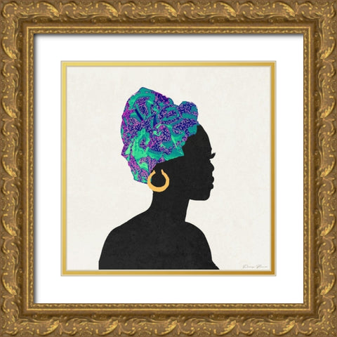 Kente 3 Gold Ornate Wood Framed Art Print with Double Matting by Brown, Denise