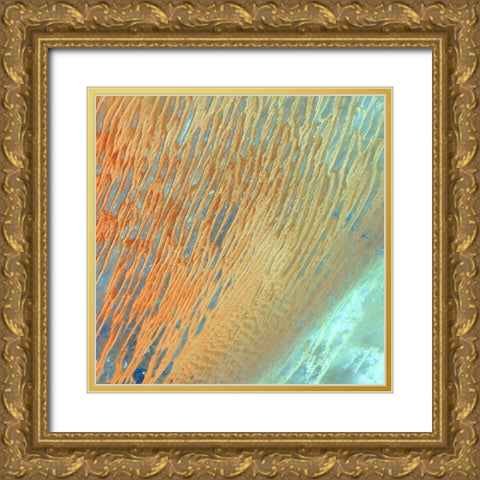 Waves Gold Ornate Wood Framed Art Print with Double Matting by Brown, Denise