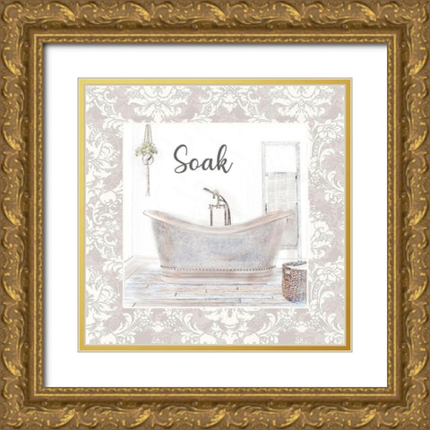 Soaking Tub Gold Ornate Wood Framed Art Print with Double Matting by Brown, Denise