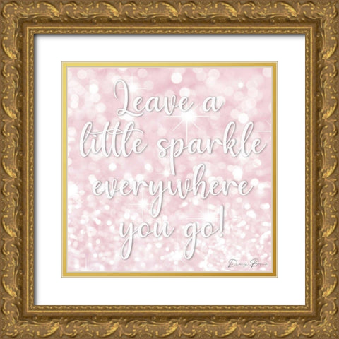 Leave a Little sparkle Gold Ornate Wood Framed Art Print with Double Matting by Brown, Denise