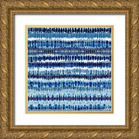 Blue Lines Gold Ornate Wood Framed Art Print with Double Matting by Brown, Denise