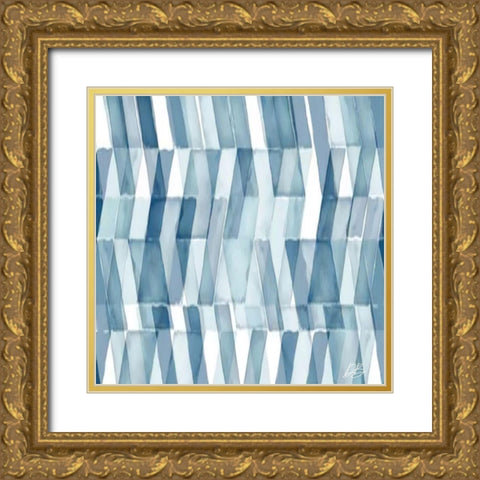 Blue Geometric 2 Gold Ornate Wood Framed Art Print with Double Matting by Brown, Denise