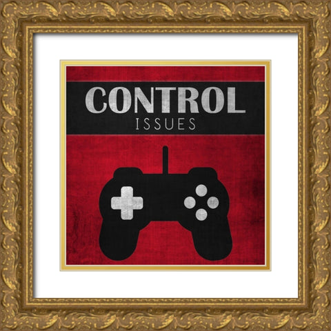 Control Issues Red Gold Ornate Wood Framed Art Print with Double Matting by Brown, Denise