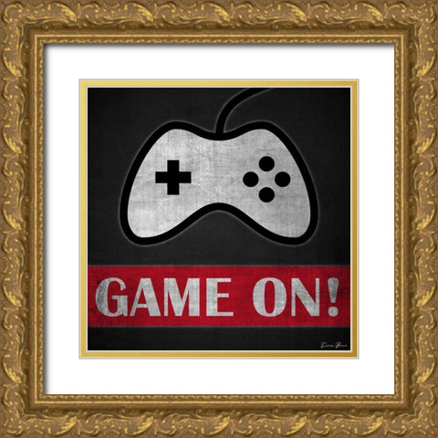 Game On 2 Red Gold Ornate Wood Framed Art Print with Double Matting by Brown, Denise