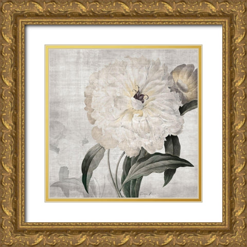 Traditional Peony Gold Ornate Wood Framed Art Print with Double Matting by Brown, Denise