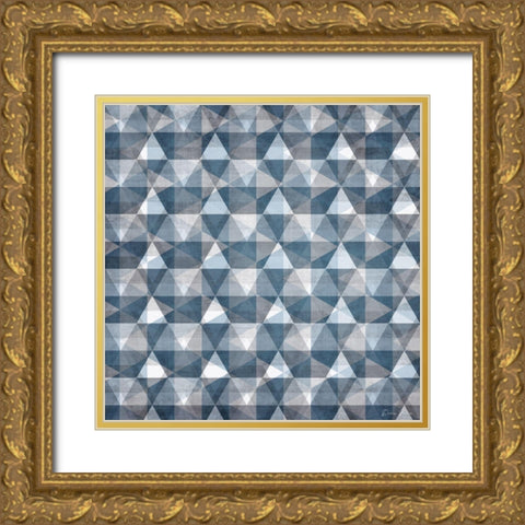 Blue Tile 2 Gold Ornate Wood Framed Art Print with Double Matting by Brown, Denise