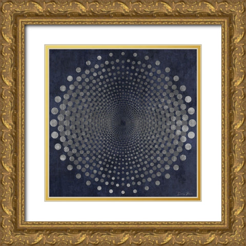 Dark Geometric Circles 1 Gold Ornate Wood Framed Art Print with Double Matting by Brown, Denise