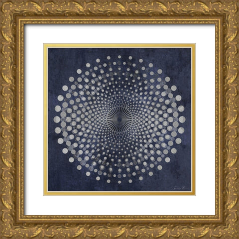 Dark Geometric Circles 3 Gold Ornate Wood Framed Art Print with Double Matting by Brown, Denise
